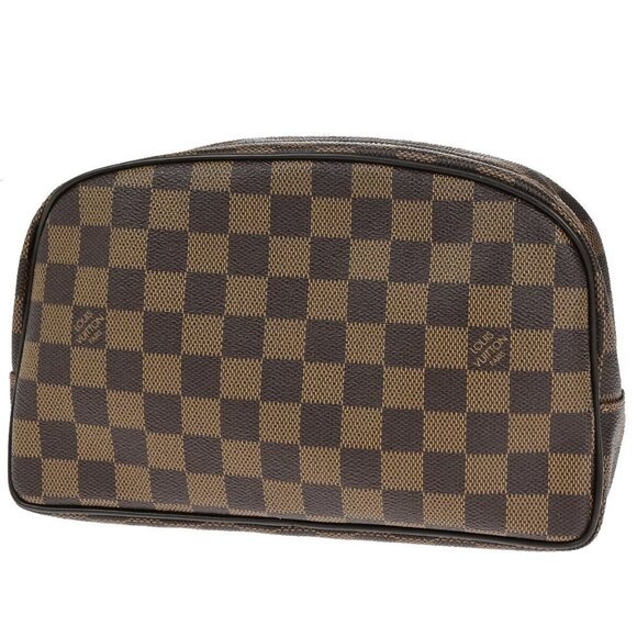 LOUIS VUITTON Trousse Toilette 25 Cosmetic Pouch Bag Damier Brown - Picture 1 of 14